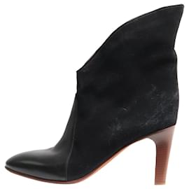 Chloé-Bottines en cuir noir et en daim - taille EU 39,5 (UK 6,5)-Noir