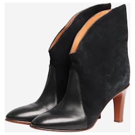 Chloé-Bottines en cuir noir et en daim - taille EU 39,5 (UK 6,5)-Noir