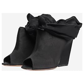 Christian Dior-Black satin tie-up heels - size EU 38.5-Black
