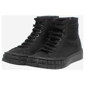 Prada-Black Cassetta Wheel high-top trainers - size EU 39-Black