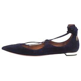 Aquazzura-Ballerines Christy en daim marine - taille EU 37-Bleu
