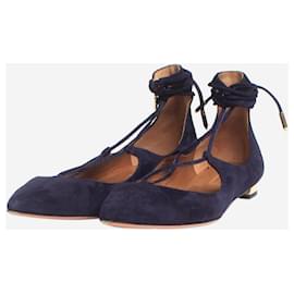 Aquazzura-Ballerines Christy en daim marine - taille EU 37-Bleu