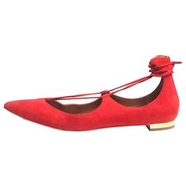 Aquazzura Red suede Christy flats - size EU 37 Red