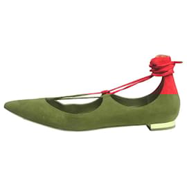 Aquazzura-Ballerines Christy en daim rouge - taille EU 37-Rouge