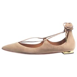 Aquazzura Taupe suede Christy flats - size EU 37 Other
