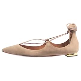 Aquazzura-Ballerines en daim taupe Christy - taille EU 37-Autre