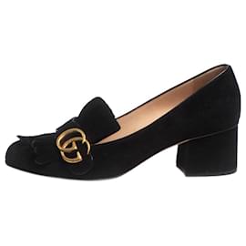 Gucci-Black suede Marmont heels - size EU 37 (UK 4)-Black