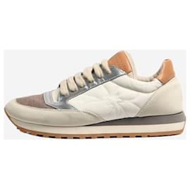 Brunello Cucinelli-Baskets en suède matelassé neutres - taille EU 37-Autre