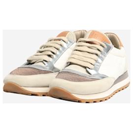Brunello Cucinelli-Neutral quilted suede runners - size EU 37-Other