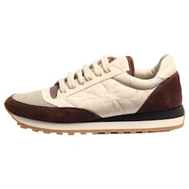 Brunello Cucinelli-Brown quilted suede runners - size EU 37-Brown