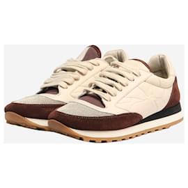 Brunello Cucinelli-Brown quilted suede runners - size EU 37-Brown