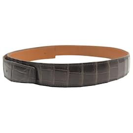 Hermès-VINTAGE HERMES CROCODILE POROSUS LEATHER BELT T 85 32MM-Grey