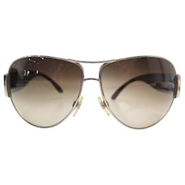 Chanel-CHANEL AVIATOR SUNGLASSES LOGO CC 4128 SILVER METAL-Silvery