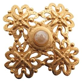Balenciaga-VINTAGE BROCHE BALENCIAGA FLEURS EN METAL DORE 32.9 GR STEEL GOLDEN BROOCH-Doré