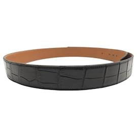 Hermès-VINTAGE HERMES CROCODILE ALLIGATOR LEATHER BELT T85 32 MM-Black