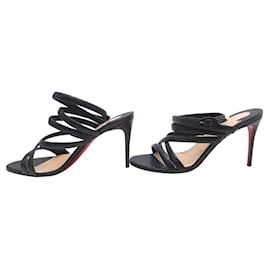 Christian Louboutin-NINE CHRISTIAN LOUBOUTIN CLEISSIMO 85 SANDALS 38 BLACK LEATHER SHOE-Black