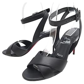 Christian Louboutin-NINE CHRISTIAN LOUBOUTIN MARIZA 85 3230001 BLACK LEATHER SANDALS SIZE 38-Black
