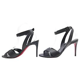 Christian Louboutin-NINE CHRISTIAN LOUBOUTIN MARIZA 85 3230001 BLACK LEATHER SANDALS SIZE 38-Black