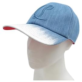 Christian Louboutin-NINE CAP CHRISTIAN LOUBOUTIN BASEBALL MOONCREST 6607 BLUE DENIM CAP-Blue