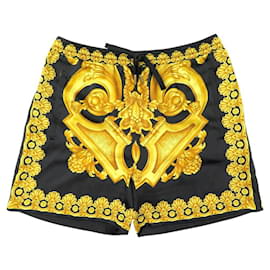 Versace-NINE SHORT VERSACE BAROCCO 1014394 M 40 IN BLACK AND GOLD SILK-Golden