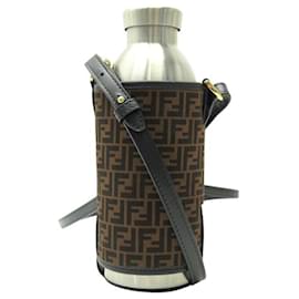 Fendi-NINE FENDI ISOTHERMAL GOURD 7AR972 MONOGRAM FF WATER BOTTLE SHOULDER CASE-Brown