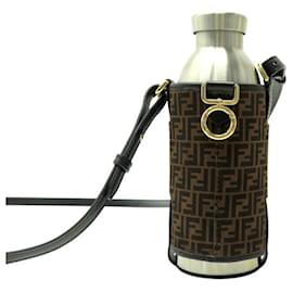 Fendi-NEUF GOURDE ISOTHERME FENDI 7AR972 ETUI BANDOULIERE MONOGRAMME FF WATER BOTTLE-Marron