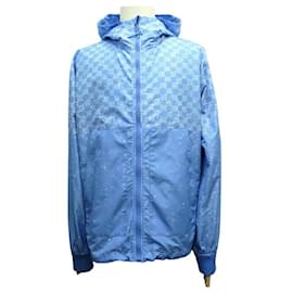 Louis Vuitton-NEW LOUIS VUITTON JACKET 1AA7WH HOODED SIZE 50 M DAMIER WIND BREAKER-Blue