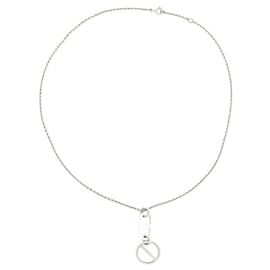 Hermès-HERMES AZUR PM PENDANT NECKLACE ANCHOR CHAIN IN SILVER BOX SILVER NECKLACE-Silvery