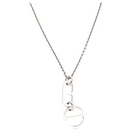 Hermès-HERMES AZUR PM PENDANT NECKLACE ANCHOR CHAIN IN SILVER BOX SILVER NECKLACE-Silvery