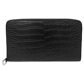 Louis Vuitton-NEW BLACK LOUIS VUITTON ZIPPY CROCODILE LEATHER WALLET-Black