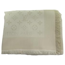 Louis Vuitton-NEW LOUIS VUITTON MONOGRAM SHINE M74026 CASHMERE SILK SHAWL-Cream