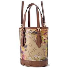 Louis Vuitton-Louis Vuitton Monogram Floral Nano Bucket Handbag-Golden