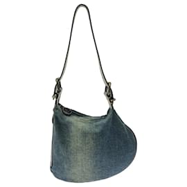 Fendi-Fendi Blue and Brown Leather Cotton Shoulder Bag-Blue