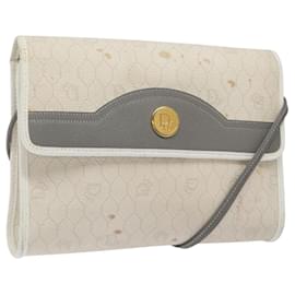 Christian Dior-Christian Dior Honeycomb Canvas Shoulder Bag PVC White Auth MX224-White
