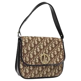 Christian Dior-Christian Dior Trotter Canvas Shoulder Bag Brown Gold Auth MX010-Brown,Golden