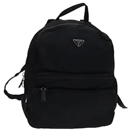 Prada-PRADA Backpack Nylon Black Silver Auth BD1697-Black,Silvery