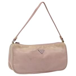 Prada-PRADA Accessory Pouch Nylon Pink Silver Auth KD371-Silvery,Pink