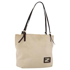 Fendi-FENDI Shoulder Bag Canvas Beige Auth 117229-Beige