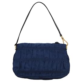 Prada-PRADA Accessory Pouch Nylon Blue Gold Auth BD1619AM-Blue,Golden