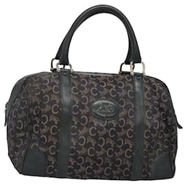Céline-CELINE C Sulky Hand Bag Canvas Navy Gold Auth bs24387-Golden,Navy blue