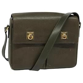 Céline-CELINE Shoulder Bag Leather Khaki Gold Auth KD335-Golden,Khaki