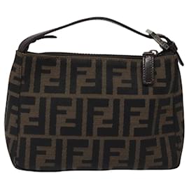 Fendi-FENDI Zucca Canvas Hand Bag Brown Black Auth KD369-Brown,Black