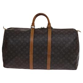 Louis Vuitton-LOUIS VUITTON Monogram Keepall 55 Boston Bag M41424 LV Auth BD1394-Monogram