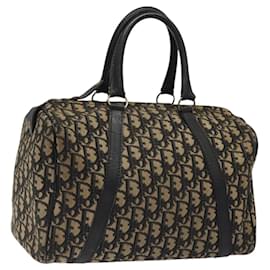 Christian Dior-Christian Dior Trotter Canvas Boston Bag Navy Silver Auth KD416-Silvery,Navy blue
