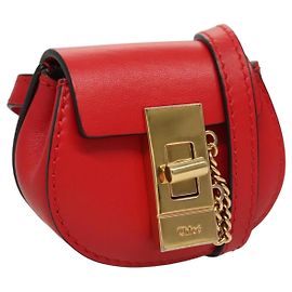 Chloé Custodia per Airpods Chloe in pelle rossa e oro Auth KD394 Rosso D'oro