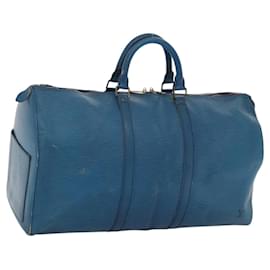 Louis Vuitton-LOUIS VUITTON Epi Keepall 50 Boston Bag Blue M42965 LV Auth BD111-Blue