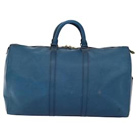 Louis Vuitton-LOUIS VUITTON Epi Keepall 50 Boston Bag Blue M42965 LV Auth BD111-Blue
