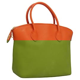 Louis Vuitton-LOUIS VUITTON Suhari Lockit PM Hand Bag Taurillon Leather Orange LV Auth KD507-Orange