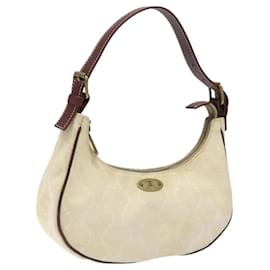 Céline-CELINE Paris Macadam Canvas Shoulder Bag White Gold Auth BD1693-White,Golden