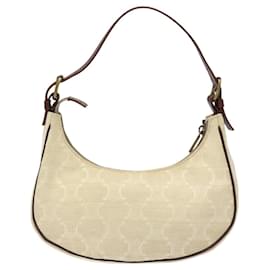 Céline-CELINE Paris Macadam Canvas Shoulder Bag White Gold Auth BD1693-White,Golden